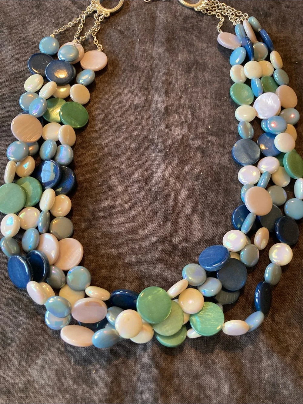Multistrand Pastel Disc Necklace - Blue, Green, Pink